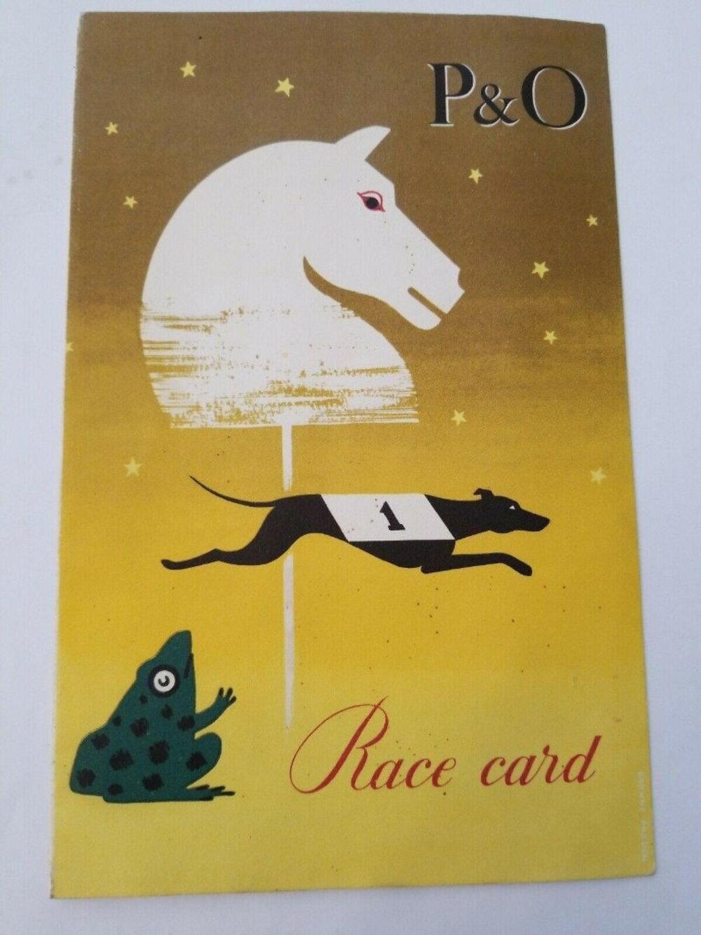 Vintage 1957 P&O Cruise Ship CHUSAN Dog Race Meeting Dance Drinking Card BT957